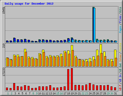 Daily usage for December 2012
